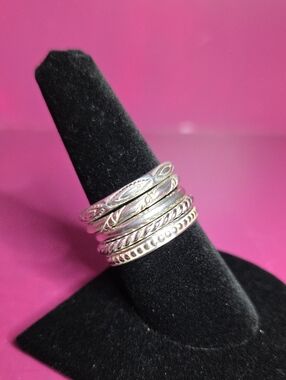 Retired Silpada Sterling Silver Stackable 5-Band Ring Complete Set R0593